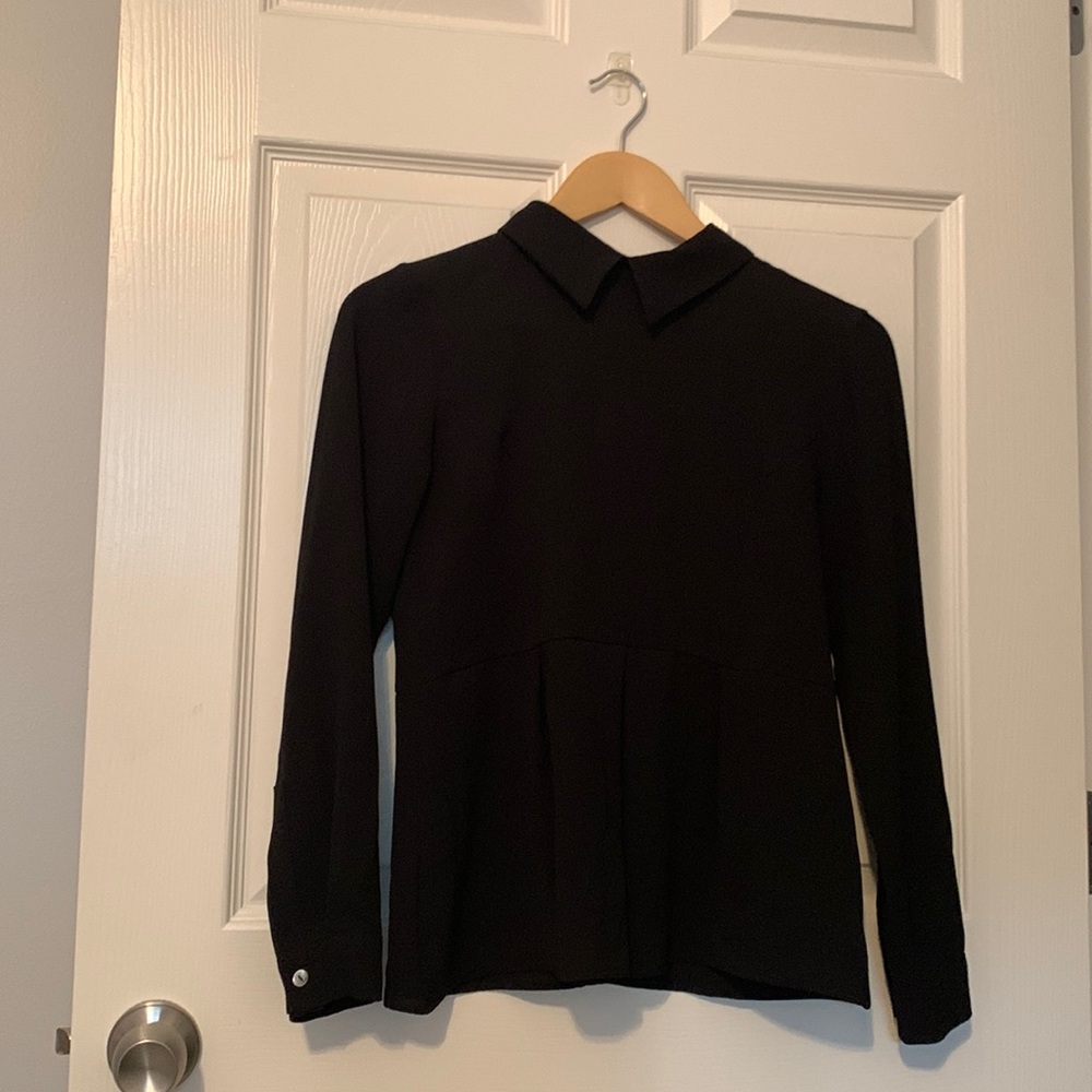 Black Peplum shirt with zip back and collar